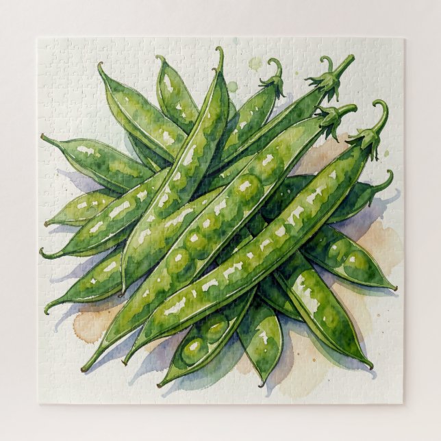 Watercolor Pea Pods Jigsaw Puzzle (Vertical)