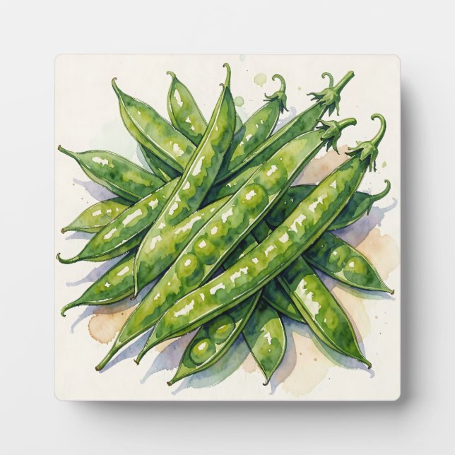 Watercolor Pea Pods Plaque (Front)