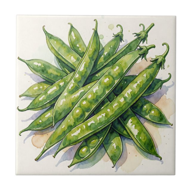 Watercolor Pea Pods Tile (Front)