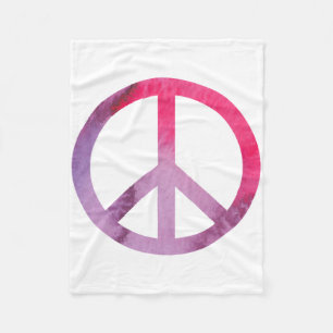 Watercolor Peace Sign Fleece Blanket