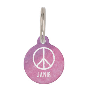 Watercolor Peace Sign (Pink) Pet Tag