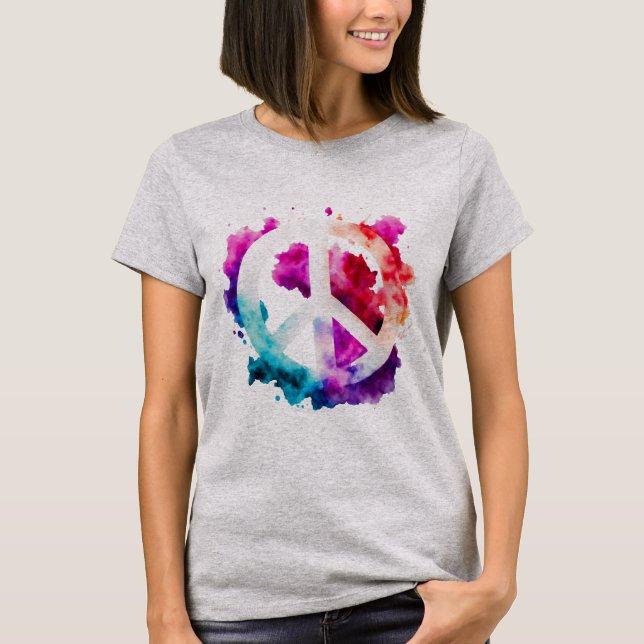 Watercolor Peace Symbol T-Shirt (Front)