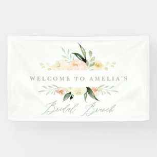 Watercolor peach and green floral bridal brunch banner