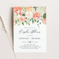 Watercolor Peach and Ivory Flowers Couples Shower