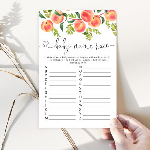 Watercolor peach Baby name race game