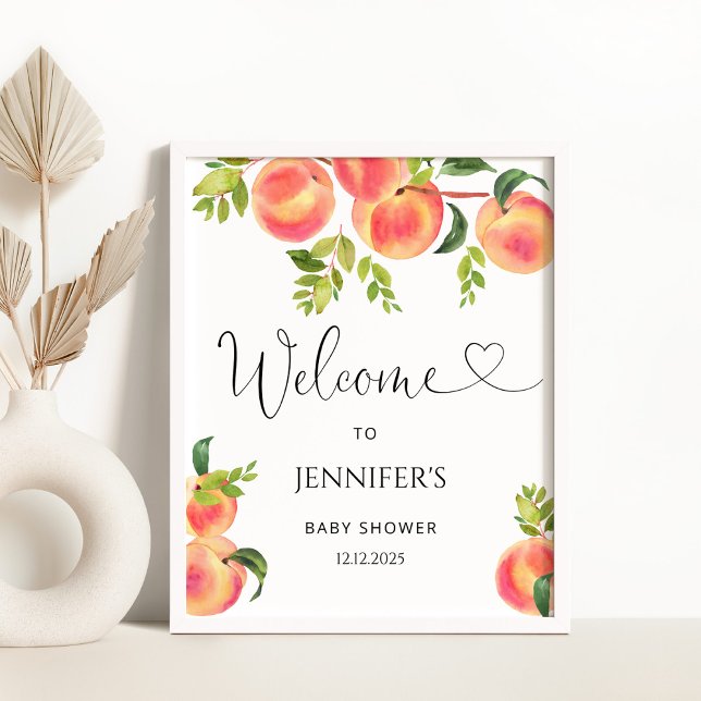 Watercolor peach baby shower welcome sign (Creator Uploaded)