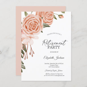 Watercolor Peach Blush Flowers Bridal Shower Invitation