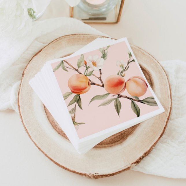 Watercolor peach elegant birthday party napkin (Creator Uploaded)