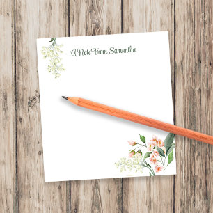 Watercolor Peach Floral Personalised Notepad