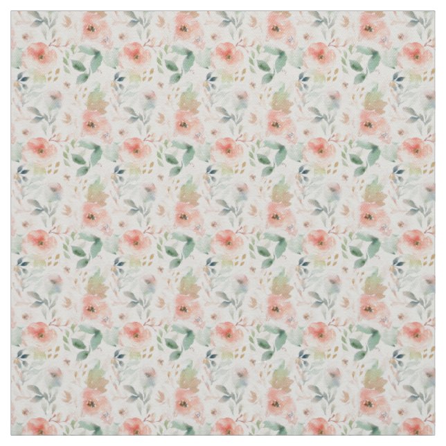 Watercolor Peach Floral Soft Romantic Fabric (Swatch)