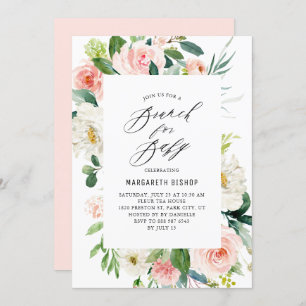 Watercolor Peach Florals Baby Shower Brunch Invitation