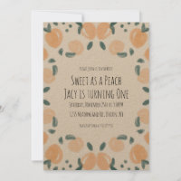 Watercolor Peach Fruit Birthday Party Border Art