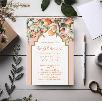 Watercolor Peach Gold Floral Bridal Brunch