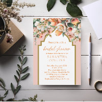 Watercolor Peach Gold Floral Bridal Shower