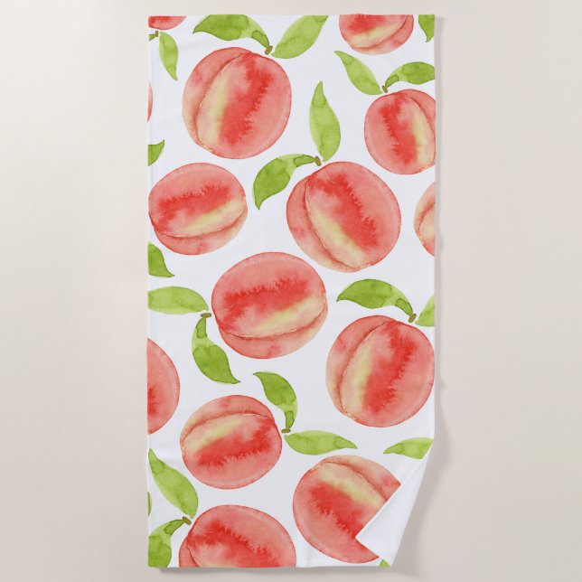 Watercolor Peach Pattern   Beach Towel (Front)