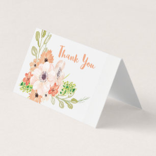 Watercolor Peach Peony Thank You Card