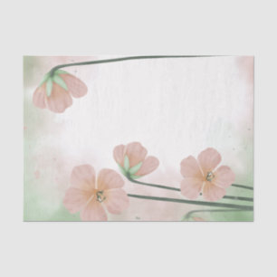Watercolor Peach Pink Flower Floral Decoupage Tissue Paper