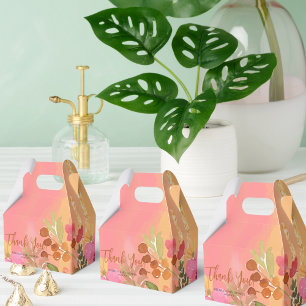 Watercolor Peach Pink Garden Blooms Favour Box