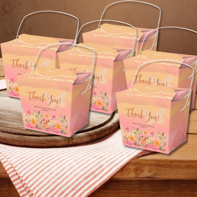 Watercolor Peach Pink Garden Blooms Favour Box (Creator Uploaded)