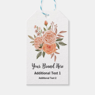 Watercolor Peach Rose Flower Arrangement Price Tag