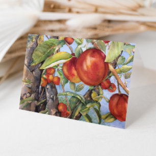 Watercolor Peach Tree Orchard Fruit Harvest  Thank You Card