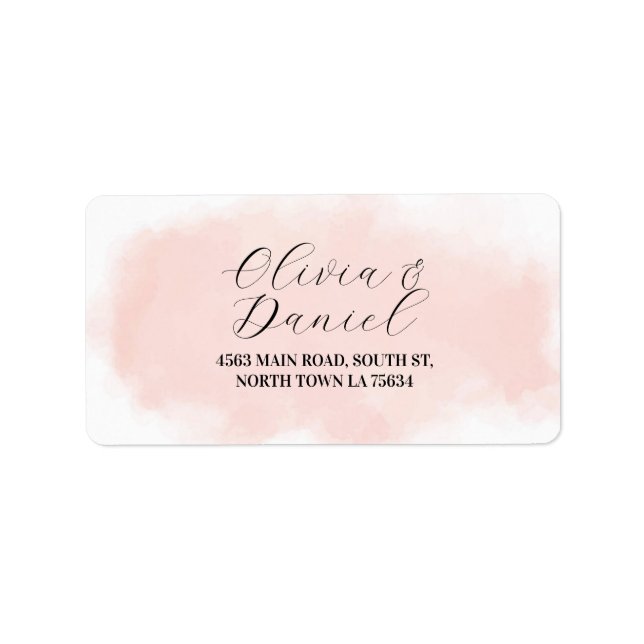 Watercolor Peach Wash Address Labels Wedding (Front)