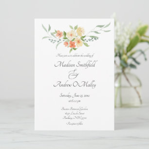 Watercolor Peach, Yellow, and Green Floral  Invitation