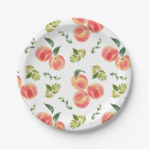 Watercolor Peaches and Greenery Summer Party
