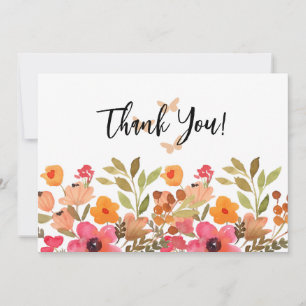 Watercolor Peaches and Pink Garden Thank You Card