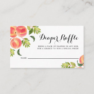 Watercolor Peaches Baby Shower Diaper Raffle Card