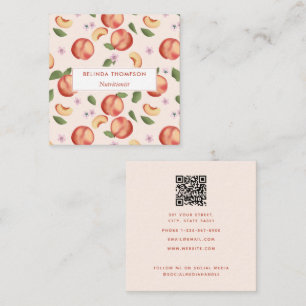 Watercolor Peaches Blossoms Nutritionist Dietician Square Business Card