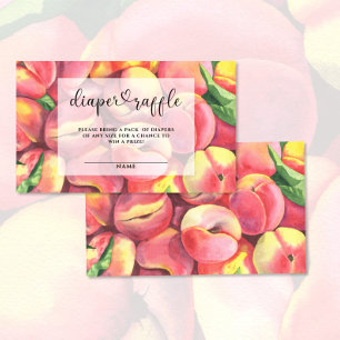 Watercolor peaches diaper raffle ticket enclosure card