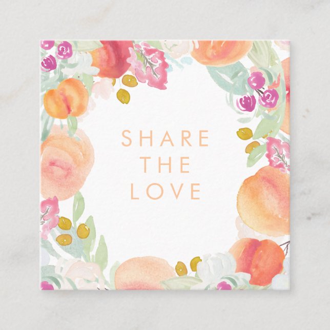 Watercolor Peaches Floral Frame Referral Card (Front)