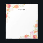 Watercolor Peaches Floral Personalised Notepad<br><div class="desc">Customisable floral notepad featuring watercolor illustrations of peaches,  peonies,  eucalyptus and other floral and foliage accents. This will be a perfect feminine accent for your office.</div>