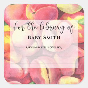 Watercolor peaches - For the library of Square Sticker