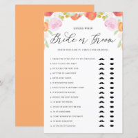 Watercolor Peaches Guess Who Bride or Groom Game