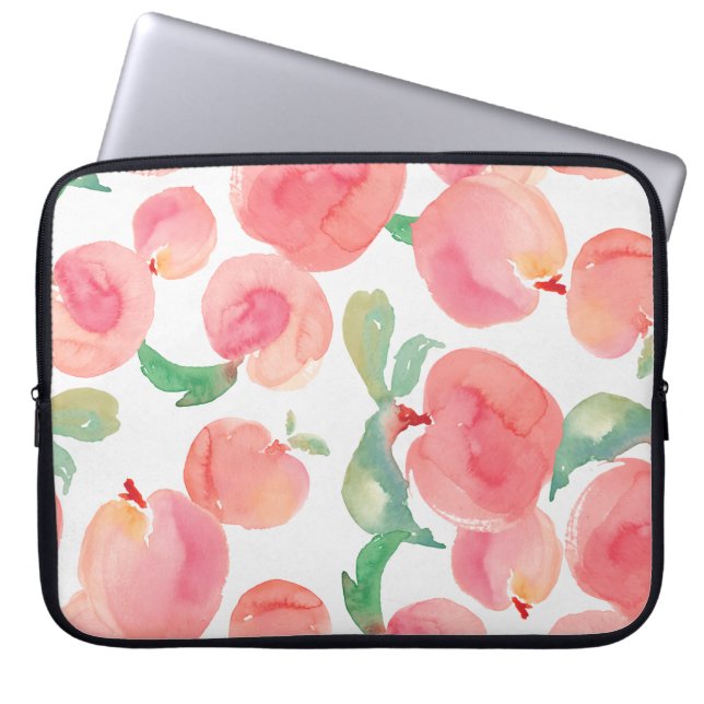 Watercolor Peaches Laptop Sleeve (Front)