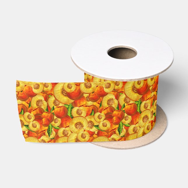 Watercolor Peaches Satin Ribbon (Spool)