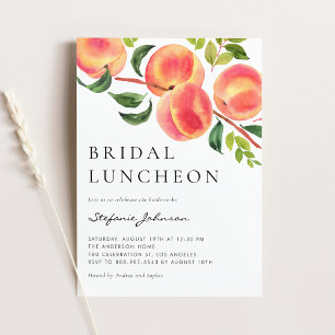 Watercolor Peaches Summer Bridal Luncheon Invitation