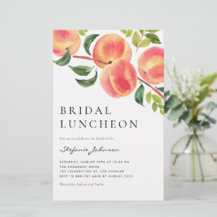 Watercolor Peaches Summer Bridal Luncheon Invite