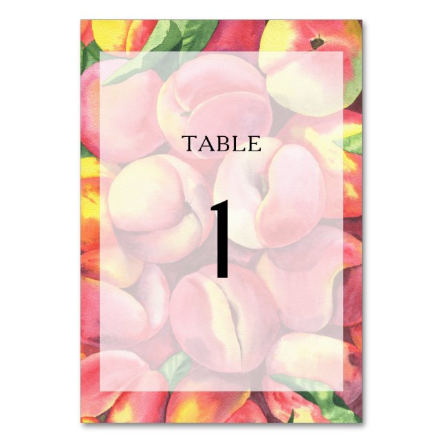 Watercolor peaches - wedding table number (Front)