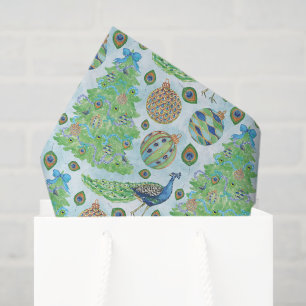 Watercolor Peacock Christmas Tissue Paper