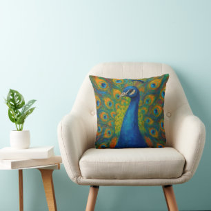 Watercolor Peacock Cushion
