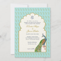 Watercolor peacock & Ganesh Wedding Invitation