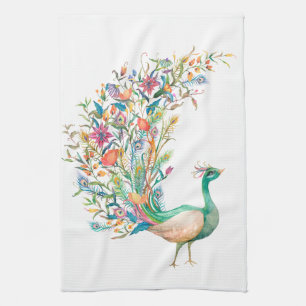 Watercolor Peacock Kitchen Towels