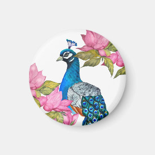 Watercolor peacock magnet