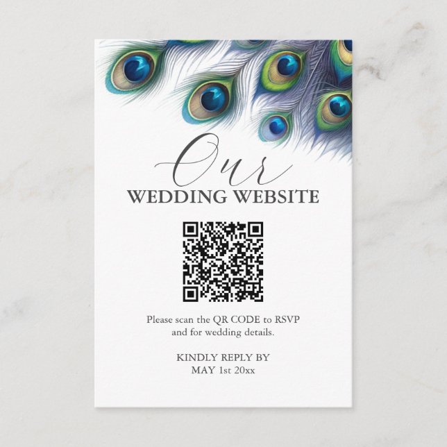 Watercolor Peacock Wedding Enclosure Cards (Front)