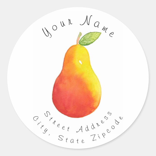 Watercolor Pear Address Label (Front)