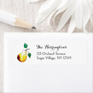 Watercolor Pear Art Elegant Orchard Style Address