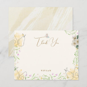 Watercolor Pear Floral Garden Baby Shower Blank Thank You Card